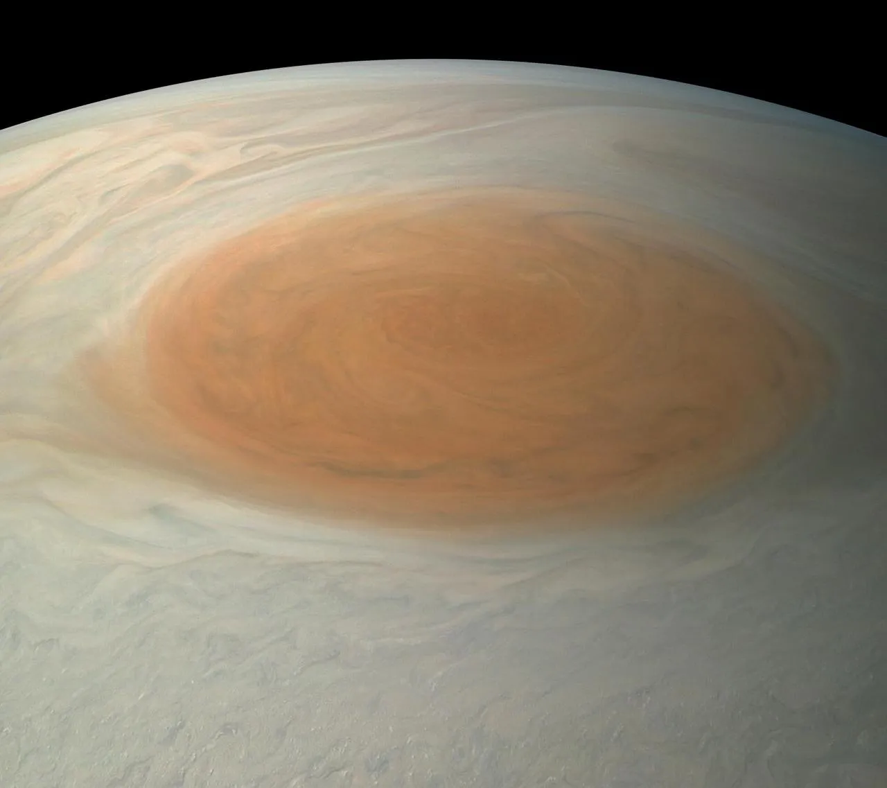 Jupiter's Great Red Spot in true color, from NASA's Juno mission